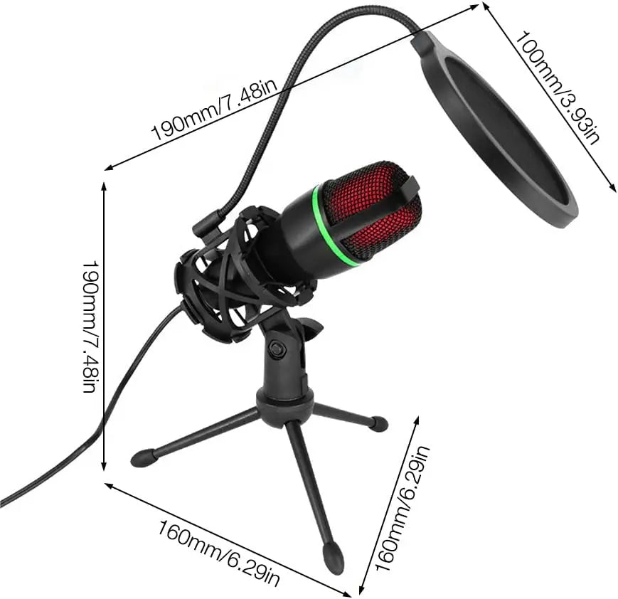 Professional USB Condenser Microphone for PC & Laptop