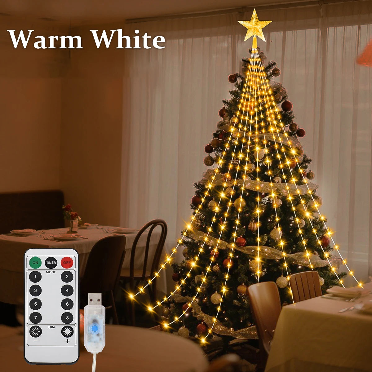 LED In/Outdoor Christmas Tree Lights USB 2m or 3m Waterproof
