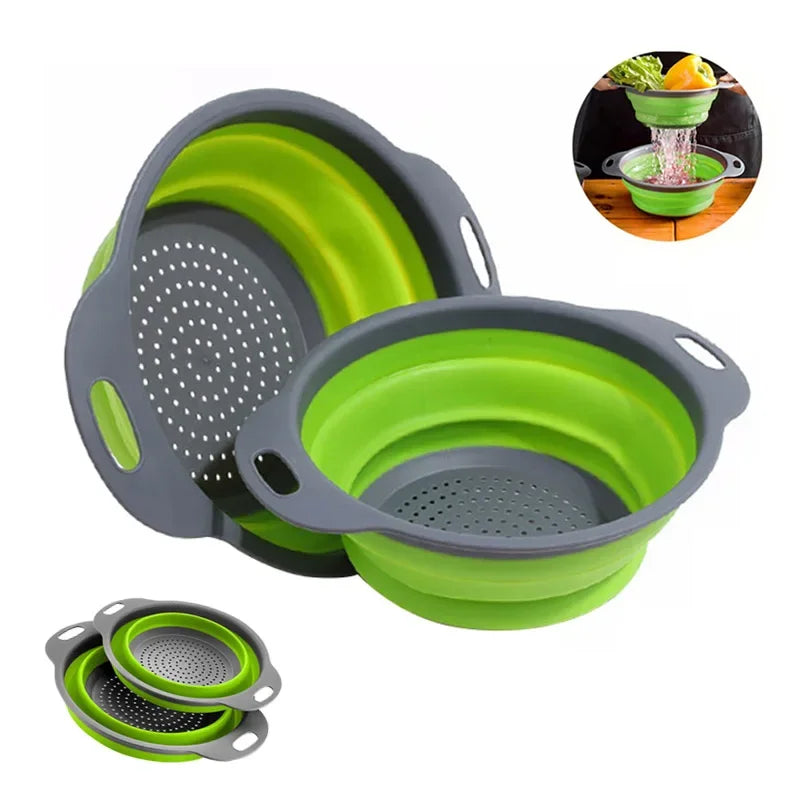 Round Collapsible Colander Silicone Fruit/Vegetable Washing Basket