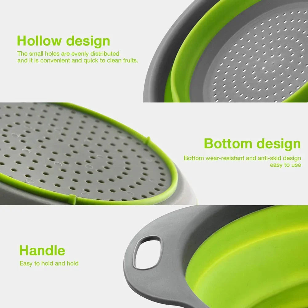 Round Collapsible Colander Silicone Fruit/Vegetable Washing Basket