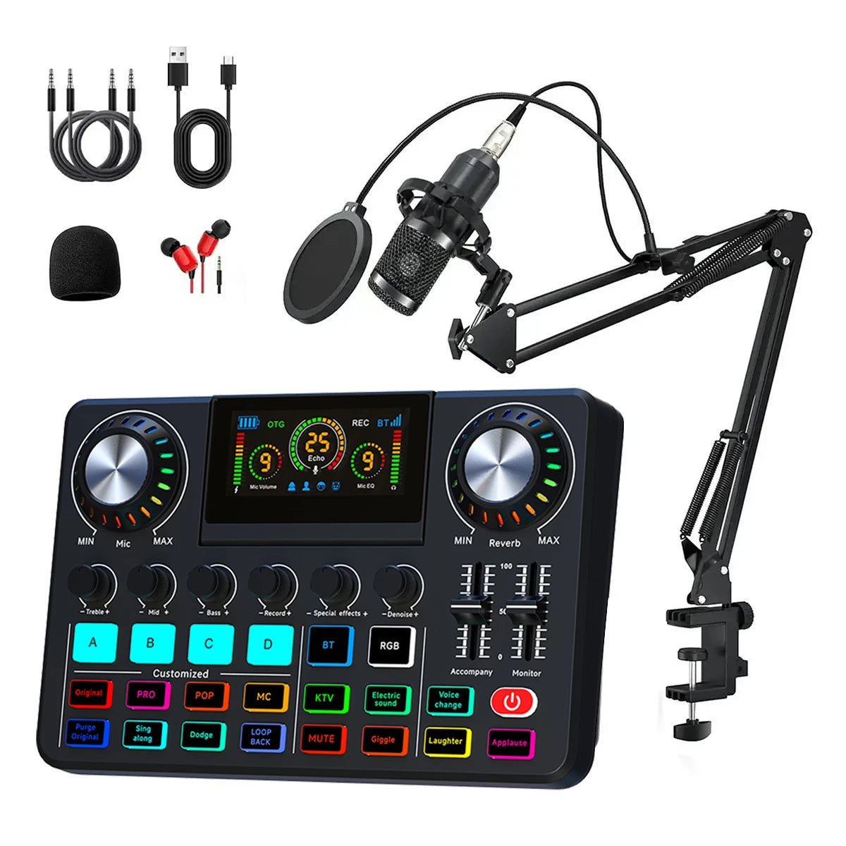 Professional Audio Mixer & Live Podcast Equipment Set