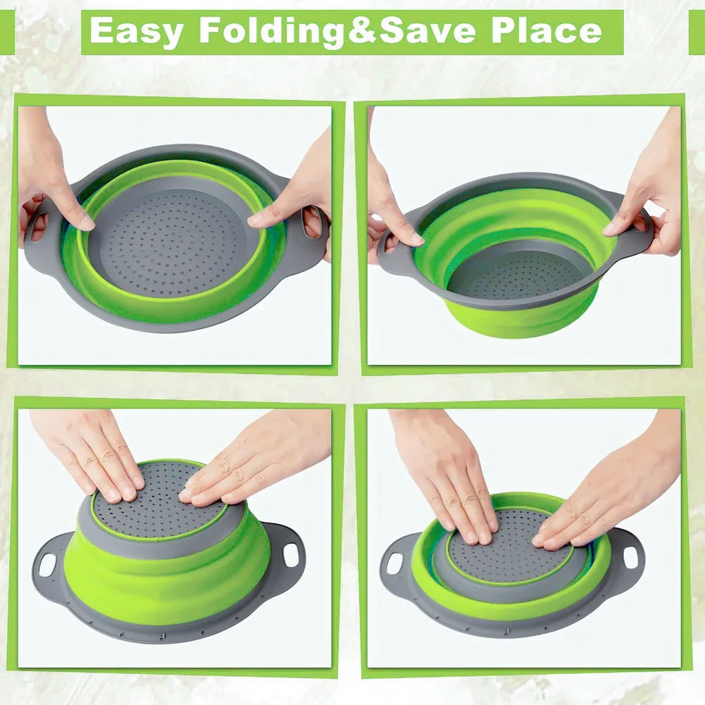 Round Collapsible Colander Silicone Fruit/Vegetable Washing Basket