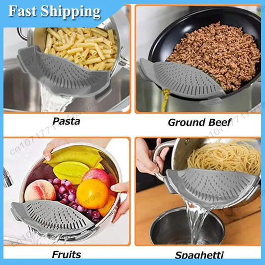 Silicone Clip On Strainer For All Pots in Kitchen