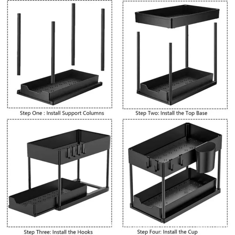 Multi-Purpose Cabinet Kitchen/Bathroom Shelves Under Sink Organizer