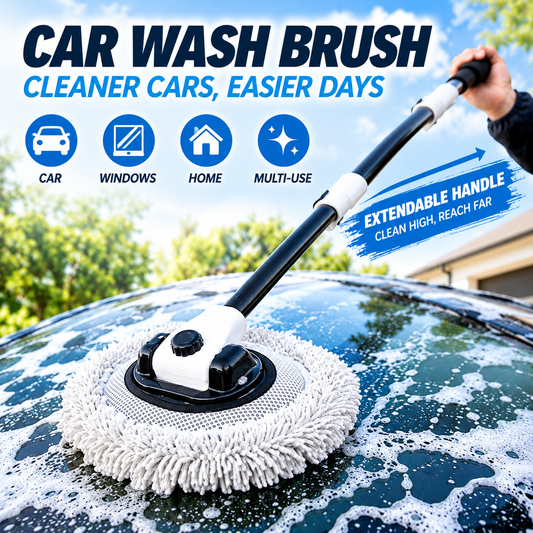110cm Telescopic Car Wash Mop – 90° Angled Chenille Cleaning Brush