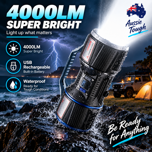 Waterproof Outdoor & Emergency Torch-4000LM Rechargeable LED Flashlight