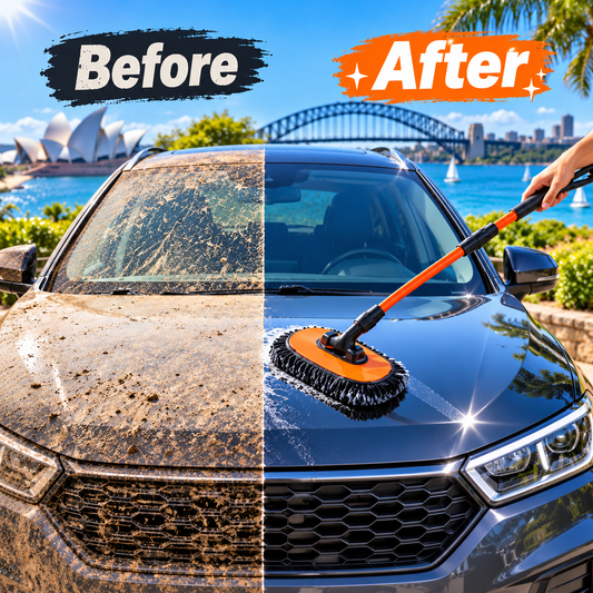 Long Handle Chenille Car Wash Mop – Soft & Absorbent Cleaning Brush