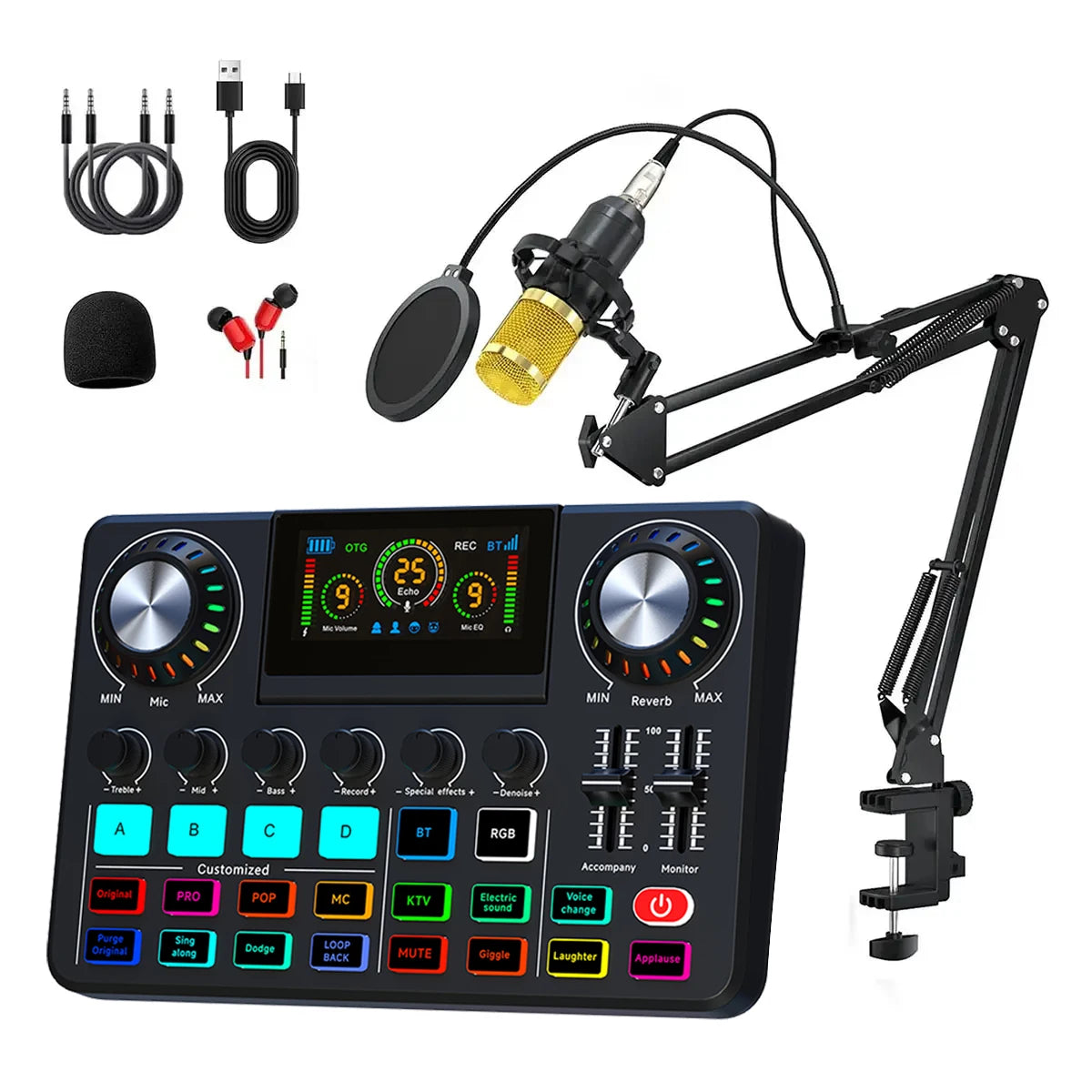 Professional Audio Mixer & Live Podcast Equipment Set