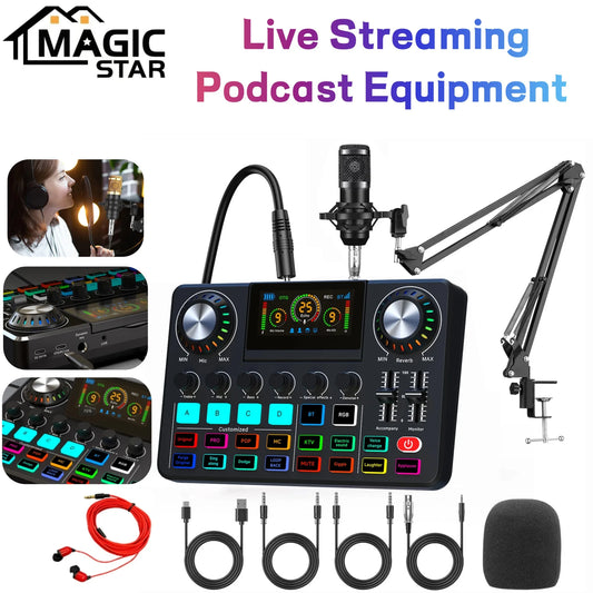 Professional Audio Mixer & Live Podcast Equipment Set