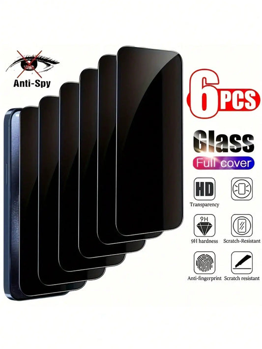 6-Pack Privacy Screen Protector for iPhone   Anti-Spy Tempered Glass, Full Coverage, Scratch Resistant