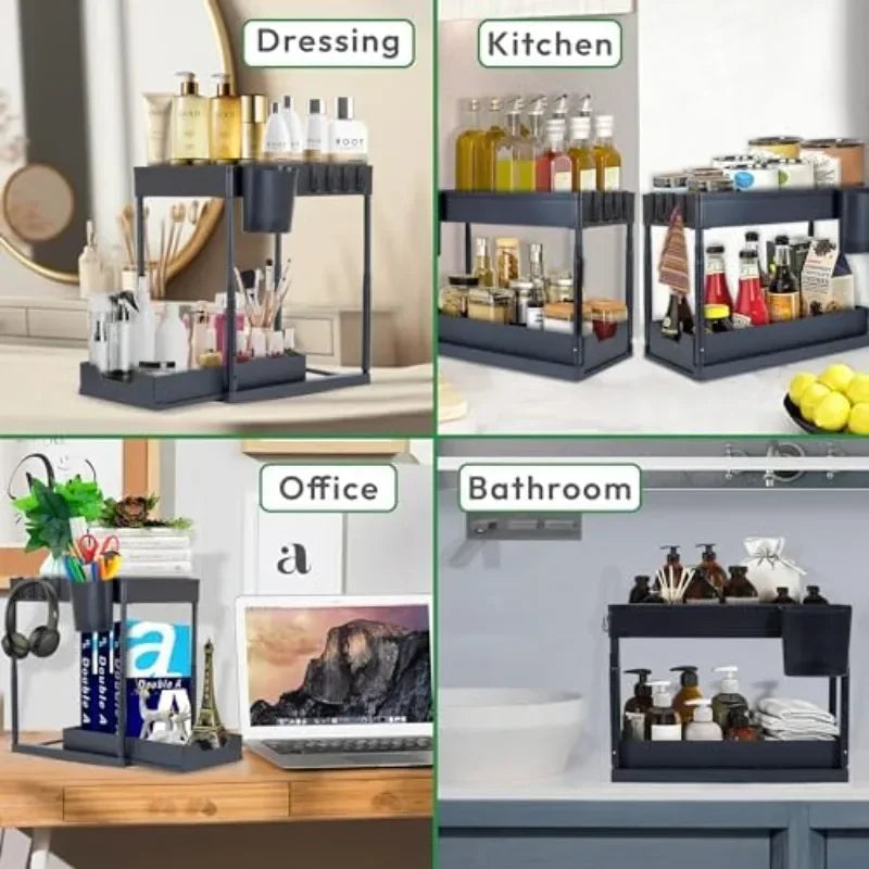 Multi-Purpose Cabinet Kitchen/Bathroom Shelves Under Sink Organizer