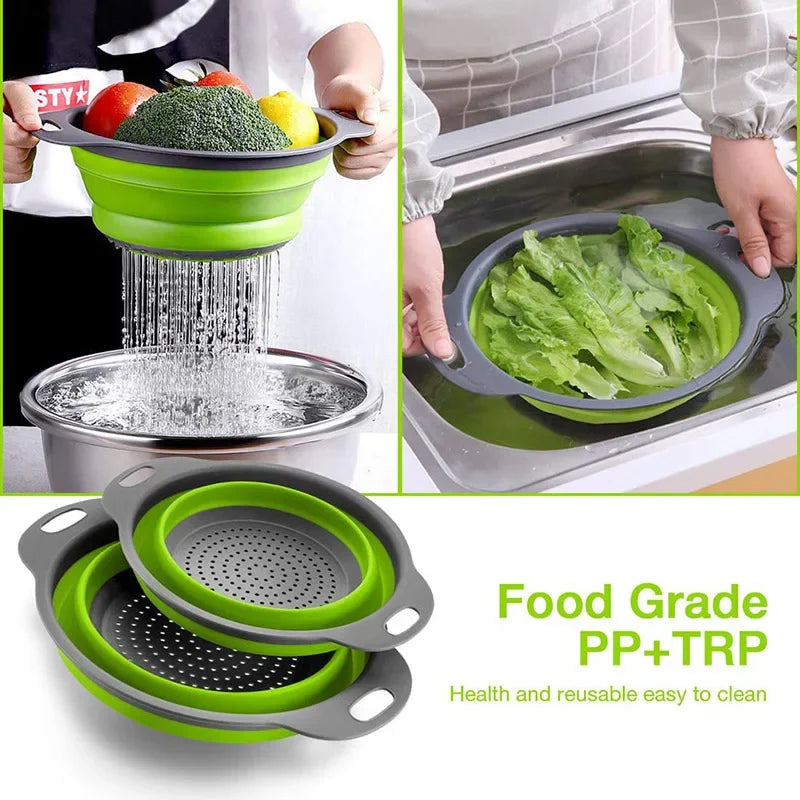 Round Collapsible Colander Silicone Fruit/Vegetable Washing Basket