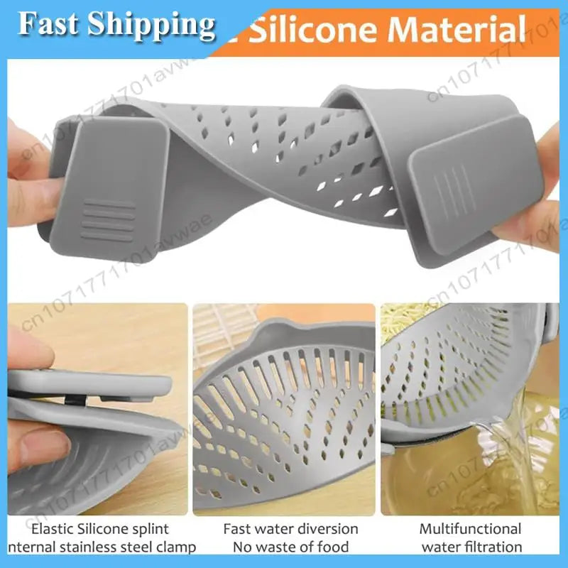 Silicone Clip On Strainer For All Pots in Kitchen