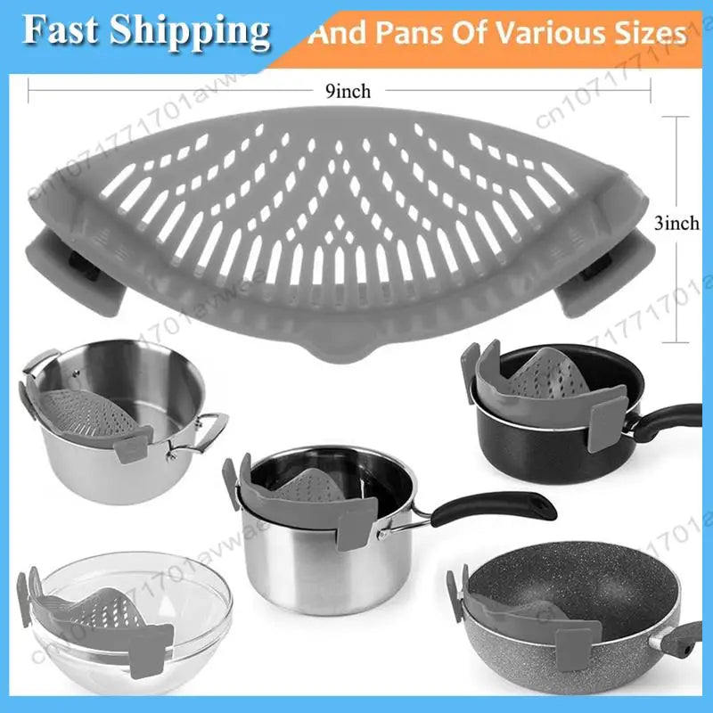 Silicone Clip On Strainer For All Pots in Kitchen