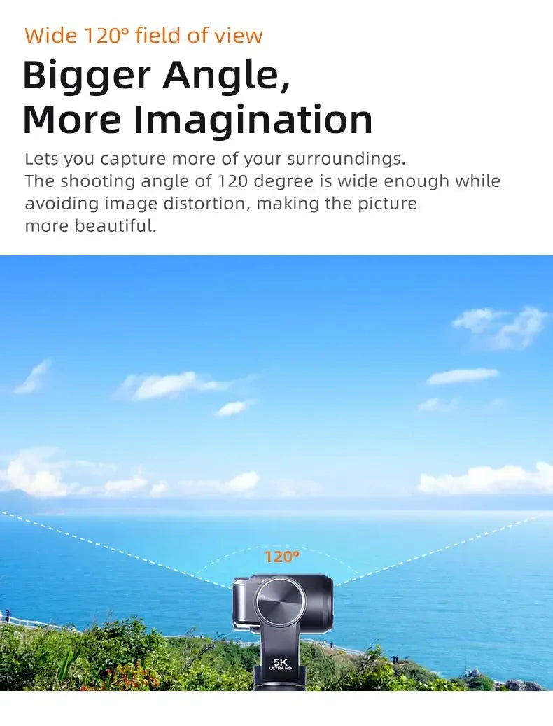 M5 Vlog Action Camera/ 5K Anti-shake /180° Rotation Lens / Face Tracking