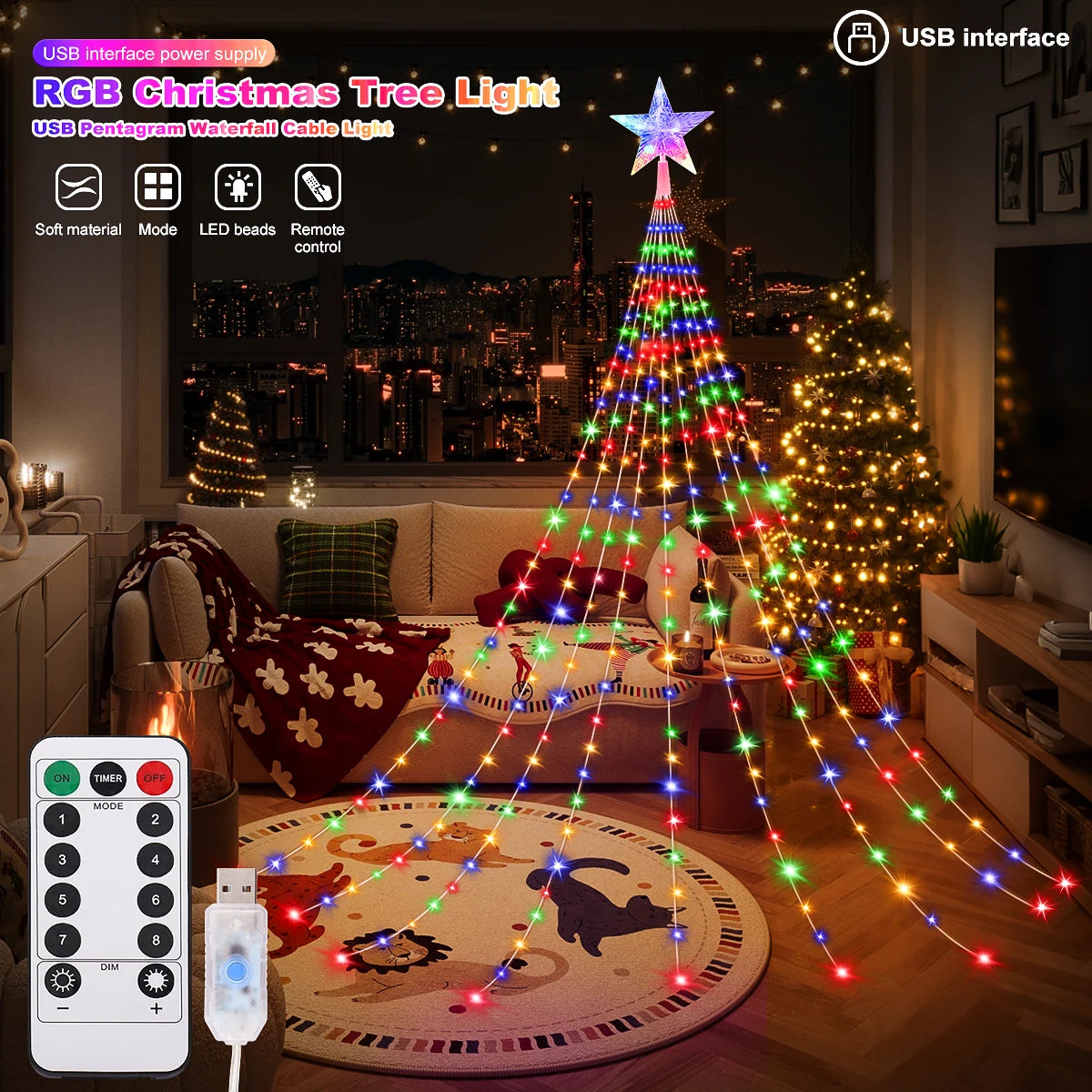 Black Friday Sale ! LED In/Outdoor Christmas Tree Lights USB 2m or 3m Waterproof