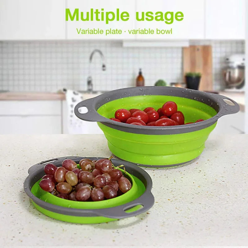 Round Collapsible Colander Silicone Fruit/Vegetable Washing Basket