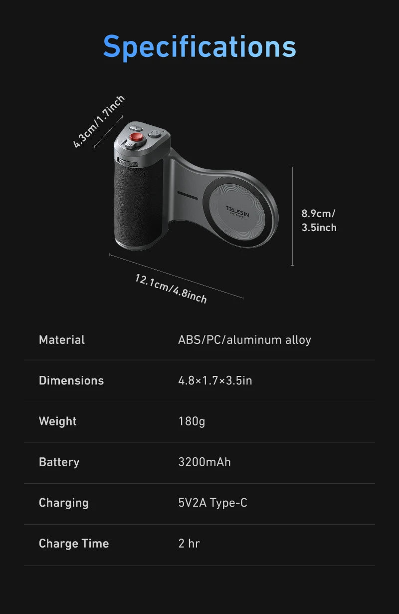 TELESIN Phone Camera Grip for iPhone 17 Pro / Pro Max