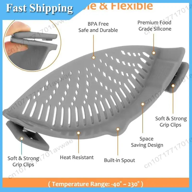 Silicone Clip On Strainer For All Pots in Kitchen