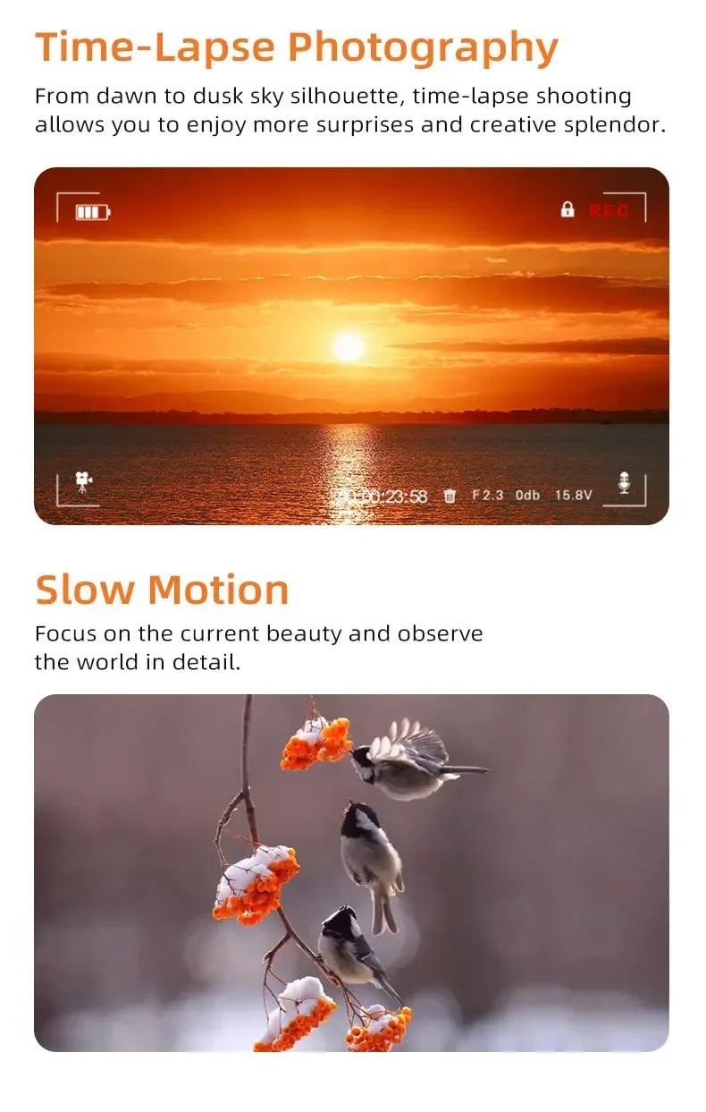 M5 Vlog Action Camera/ 5K Anti-shake /180° Rotation Lens / Face Tracking